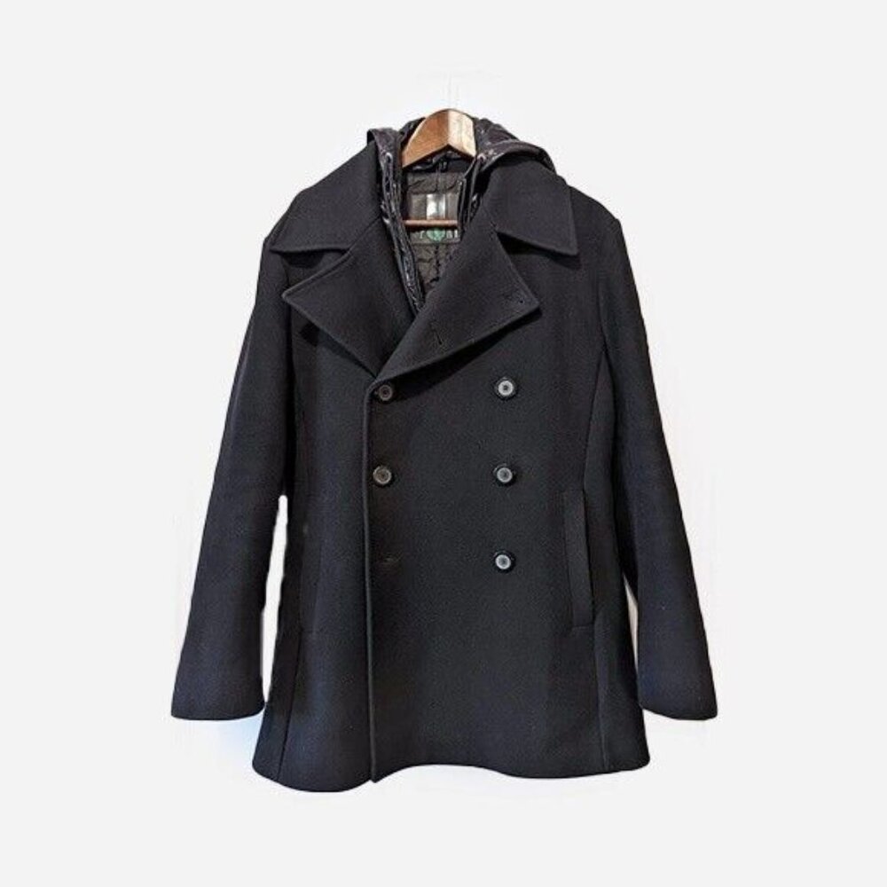 DIRK BIKKEMBERGS - Fitted removeable hood peacoat - Sz 50